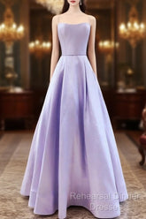 Spaghetti Straps Semi Formal Prom Dresses Satin Floor Length