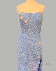 Strapless Mermaid Light Blue Sequin Dress