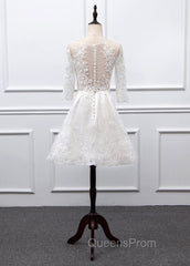 Sweetheart Lace Short Long Sleeves Wedding Dress