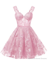 Teens Sparkly Tulle Light Pink Homecoming Dresses Spaghetti Straps Short Cocktail Party Prom Dress