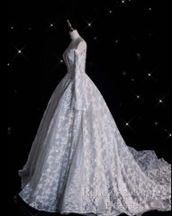 Timeless Ball Gown Off The Shoulder White Lace Long Wedding Dresses Bridal Dress