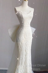 Timeless Mermaid Sweetheart Lace White Satin Wedding Dresses