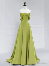 Atmosphere Green A-Line Satin Off Shoulder Long Prom Dress Long Formal Luxury Dignified Party dress