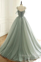Tulle Ball Gown Long Semi Formal Prom Dresses With Beading,Evening Dresses,Charming Dance Dress