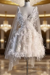 Unique Ball Gown Straps Sequin Short White Wedding Dresses Brides Dress