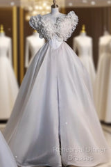 Unique Ball Gown Sweetheart Long Tulle White Wedding Dresses Brides Dress