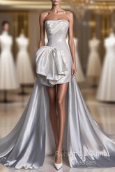Unique Sheath Strapless Sequin Short White Wedding Dresses Brides Dress