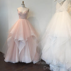 V Neck Organza Ruffles Princess Wedding Gowns  Sexy