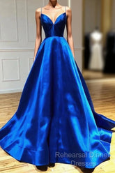 V-Neck Spaghetti Straps Criss-Cross Back Semi Formal Prom Dresses Evening Dresses