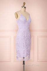 V-Neck Spaghetti Straps Lace Short Bridesmaids Dress