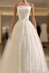 Vintage Ball Gown Bateau White Tea Length Wedding Dresses Brides Dress