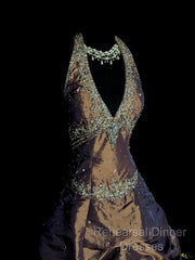 Vintage Ball Gown Halter Brown Sleeveless Long Semi Formal Prom Gown Fairy Semi Formal Prom Dresses