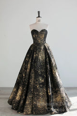 Vintage Ball Gown Sweetheart Sleeveless Long Semi Formal Prom Gown Fairy Black Semi Formal Prom Dresses