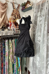 Vintage Fashion A Line Black Short Length Homecoing Birthday Dress Semi Formal Prom Dresses
