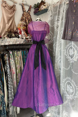 Vintage Fashion A Line Spaghetti Straps Grape Floor Length Evening Dress Semi Formal Prom Dresses