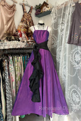 Vintage Fashion A Line Spaghetti Straps Grape Floor Length Evening Dress Semi Formal Prom Dresses