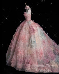 Vintage Fashion Ball Gown Strapless Pink Floral Floor Length Evening Dress Semi Formal Prom Dresses