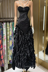 Vintage Fashion Mermaid Sweetheart Black Floor Length Evening Dress Evening Prom Dress
