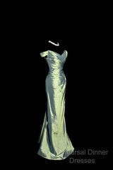 Vintage Mermaid Off The Shoulder Green Long Semi Formal Prom Gown Fairy Semi Formal Prom Dresses