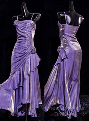 Vintage Mermaid Spaghetti Straps Long Lilac Semi Formal Prom Dresses Birthday Outfits