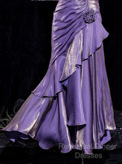 Vintage Mermaid Spaghetti Straps Long Lilac Semi Formal Prom Dresses Birthday Outfits