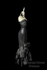 Vintage Mermaid Sweetheart Black Sequin Long Semi Formal Prom Gown Fairy Semi Formal Prom Dresses