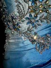 Vintage Mermaid Sweetheart Sleeveless Long Blue Semi Formal Prom Gown Fairy Semi Formal Prom Dresses