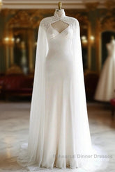 Weitese Dress Semi Formal Prom Dress Stores White Bridal Long Tulle Cape Sleeves With Embroidered Lace Appliques Long Wedding Dress Party Dress Formal Wear Dresses