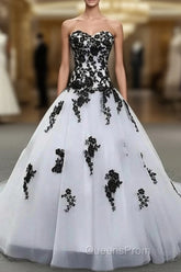 Weitese Formal WomenS Dress Strapless Beautiful White And Black Long Evening Prom Dress Ball Gown Wedding Dress Evening Prom Clothing