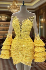 Yellow Homecoming Dress , Vintage Party Dresses