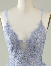 Fall Wedding, Light Purple Spaghetti Straps Short Homecoming Dress With Appliques