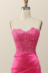 Prom Dress Under 87, Sexy Pink Sweetheart Lace and Satin Long Dress
