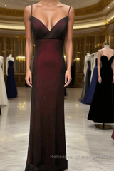 Black And Red Sweetheart Simple Straps Long Semi Formal Prom Dresses, A-Line Long Formal Dresses