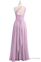 Dusty Purple One-Shoulder Backless A-Line Long Bridesmaid Dress