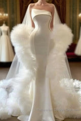 White ruffle mermaid Semi Formal Prom dresses