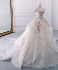White Sweetheart Off Shoulder Lace Long Semi Formal Prom Dress, White Evening Dress
