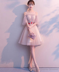 Cute Tulle Round Neck Short Prom Dress Tulle Homecoming Dress