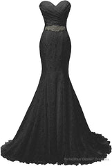 Chic Mermaid Sweetheart Long Lace Prom Dresses
