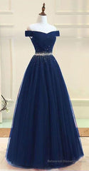 Off Shoulders Red Tulle Floor Length Prom Dress