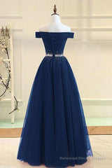 Off Shoulders Red Tulle Floor Length Prom Dress