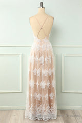 Spaghetti Straps White Semi Formal Prom Dress