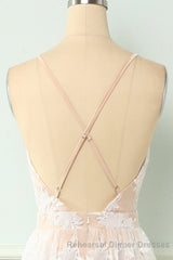 Spaghetti Straps White Semi Formal Prom Dress