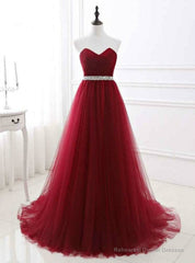 A-Line Beading Belt Long Charming Prom Dresses Floor-Length Evening Dresses