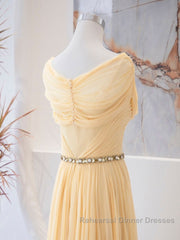 A-Line Chiffon Long Semi Formal Prom Dresses, Sweetheart Neck Chiffon Formal Dresses