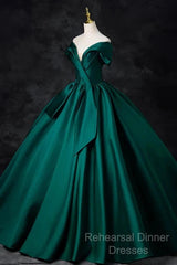 A-Line Formal Satin Floor Length V-Neck Evening Dresses Elegant Semi Formal Prom Dress