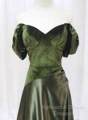 A-Line Green Sweetheart Velvet Long Party Dress, Green Evening Dress Semi Formal Prom Dress