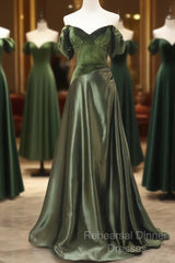 A-Line Green Sweetheart Velvet Long Party Dress, Green Evening Dress Semi Formal Prom Dress
