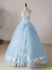 A-Line Lace Chicken Heart Collar Blue Long Ball Dress Sky Blue Semi Formal Prom Dress