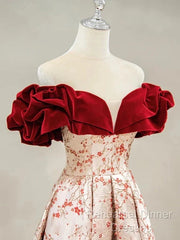 A-Line Off Shoulder Satin Long Semi Formal Prom Dress Evening Dress Elegant Beautiful