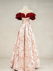 A-Line Off Shoulder Satin Long Semi Formal Prom Dress Evening Dress Elegant Beautiful